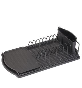 Jessar - Dish Basket with Plastic Tray and Cutlery Holder, Black