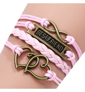 Braided Infinity Heart Best Friend Bracelet [Pink]