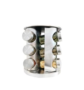 JS Gourmet - Set of 12 Spice Jars with Rotating Stainless Steel Stand