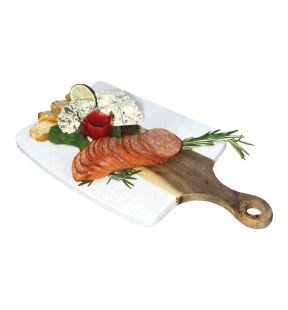 JS Gourmet - Wooden and Marble Serving Board with Handle