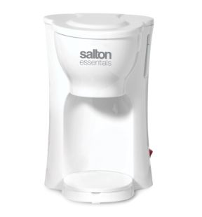 Salton Essentials - Compact 1-Cup Coffee Maker with Permanent Filter, White