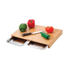 JS Gourmet - Bamboo Cutting Board With 2 Sliding Drawers