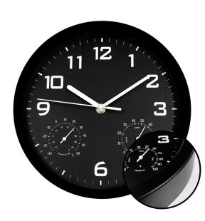 Hauz - Round Wall Clock, 10" Diameter, Quartz Precision, Black