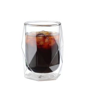 JS Gourmet - Double Walled Geometric Glass, 350ml Capacity