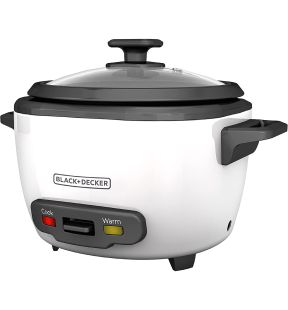 Black + Decker - Non-Stick Rice Cooker and Steamer, 16 Cup Capacity, White