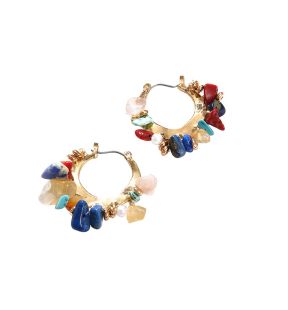 SOHI Women's Stone Hoop Earrings