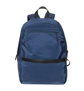 MIXED MATERIAL DOUBLE FRONT ZIP POCKET BACKPACK