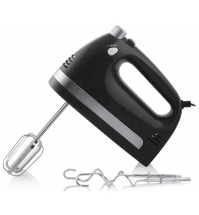 Toastess - 5 Speed Hand Mixer, Whisks and Dough Hook Included, 350 Watts, Black