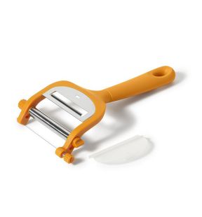 Starfrit - 2 in 1 Adjustable Cheese Slicer, Stainless Steel Plate, Dishwasher Safe, Orange