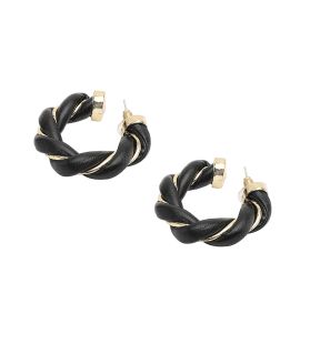 SOHI Women's Black Twisted Hoop Earrings