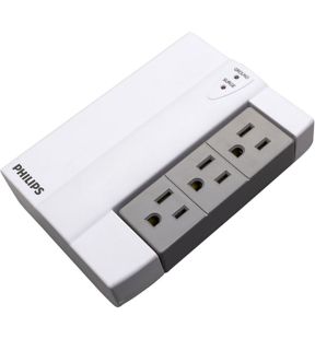 Philips 6 Outlet Swiveling Wall Tap Surge Protector 1000 Joules White