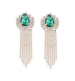 SOHI Women's Green Teardrop Bling Drop Earrings