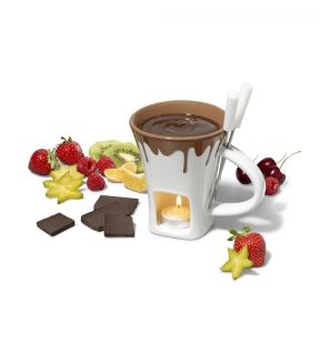 Gourmet - Chocolate Fondue Set for 2 People, 200mL Capacity, White