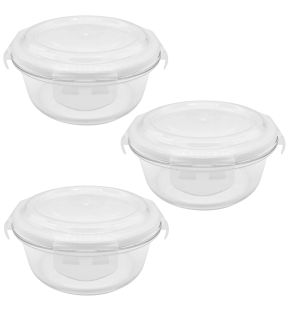 EraWare - Set of 3 Borosilicate Glass Containers, Airtight and Leak-proof, Oven Safe, 620 ml