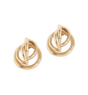 SOHI Women's Gold Overlap Stud Earrings