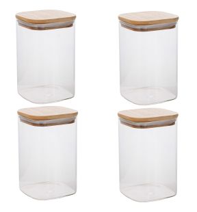 Jessar - Set of 4 Borosilicate Glass Storage Containers, 950ml Capacity