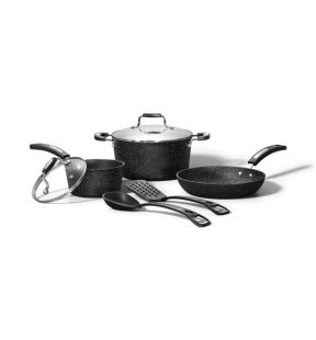 Starfrit - The Rock 7-Piece Cookware Set, Non-Stick Coating, Dishwasher Safe, Black