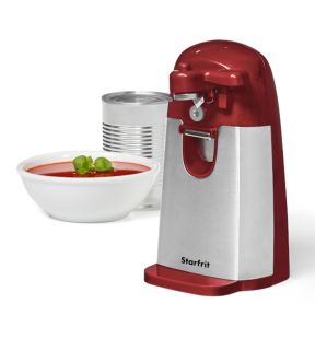 Starfrit - Electric Can Opener with Bottle Opener and Knife Sharpener, Red