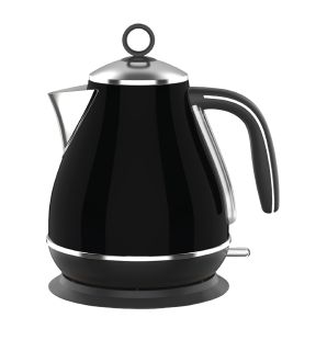 JS Gourmet - Retro Stainless Steel Electric Kettle, 1.7 Liter Capacity, Black