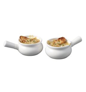 Gourmet - Set of 2 Porcelain Onion Soup Bowls, 300ml Capacity, Oven Safe, White