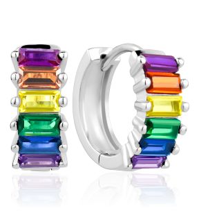 3A CUBIC ZIRCONIA MULTICOLOR HOOP EARRINGS