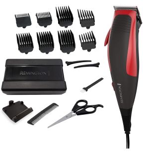 Remington - 16 Piece Hair Cutting Kit, Stainless Steel Blade, Red