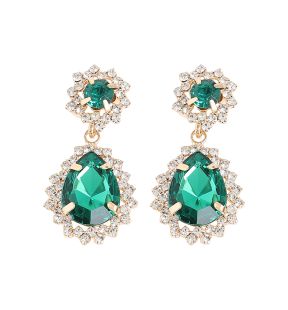 SOHI Women's Green Crystal Drop Earrings