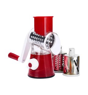 JS Gourmet - 3 in 1 Multi-Slicer, Slice, Shred and Grate, Red