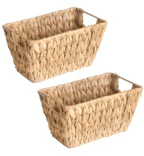 Jessar - Set of 2 Water Hyacinth Storage Baskets with Handles