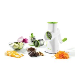 Starfrit - Rotary Grater, 3 Interchangeable Barrels, Suction Cup Base, Green