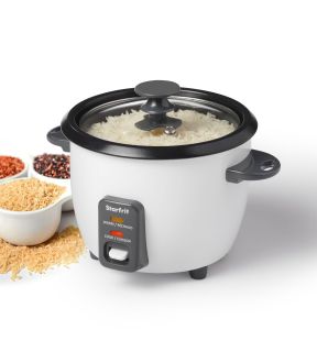 Starfrit - Electric Rice Cooker with Ceramic Coating, 6 Cup Capacity, White