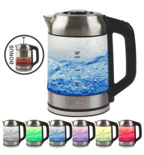 Salton GK1758 Cordless Electric Jug Kettle 1.7L with LED Color Changing Temperature and Tea Steeper