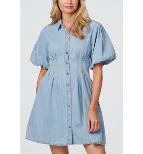 Viviane Soft Wash Denim Shirt Dress Short Sleeve