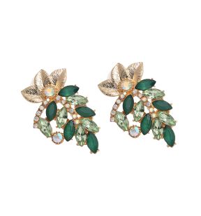 SOHI Women's Green Stone Cluster Drop Earrings