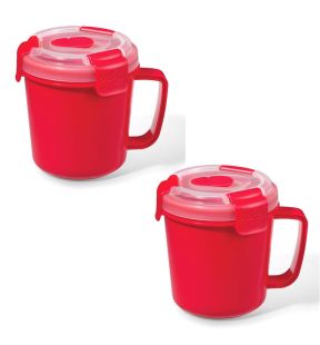 LocknLock - Set of 2 EasyLunch Plastic Soup Containers, 710mL Capacity, Red