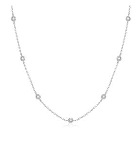 925 Sterling Silver Long Necklace with Cubic Zirconia