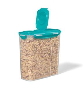 LocknLock - Plastic Container for Cereal, Pasta or Rice, Hinged Lid, 3.9L Capacity, Teal