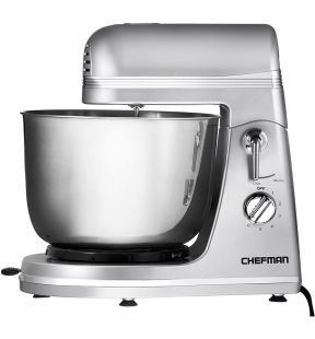 Chefman - Stand Mixer with Stainless Steel Bowl, 300 Watts, Silver