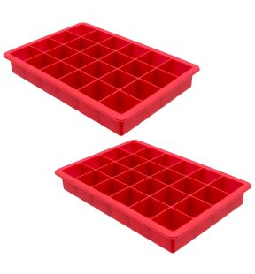 Starfrit - Set of 2 Soft Silicone Ice Cube Molds, 24 Cube Capacity, Red