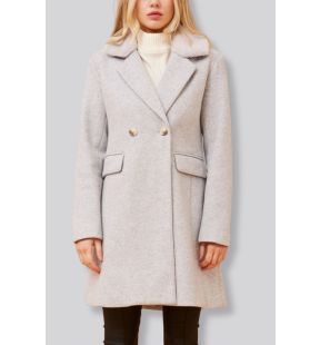 Freja Coat Double Breasted Removable Faux Fur Collar