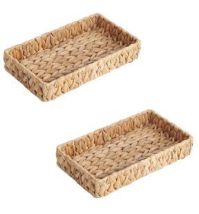 Jessar - Set of 2 Low Profile Storage Baskets, Made from Water Hyacinth