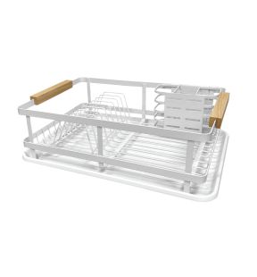 JS Gourmet - Dish Drainer with Plastic Tray and Cutlery Holder, White