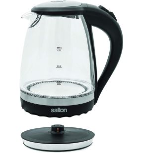 Salton cordless Kettle: 1.5L, 1100W, glass body w/black trim | GK-1831