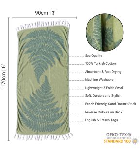 Pomp & Sass Turkish Towel Pure Turkish Cotton in Fern Green