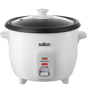 Salton Rice Cooker 6 Cup Capacity Removable Nonstick Bowl 300 Watts White