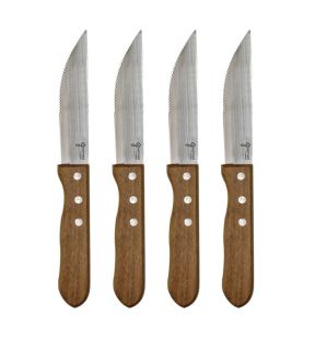 Gourmet - Set of 4 Steak Knives with Stainless Steel Blade, Acacia Wood Handle