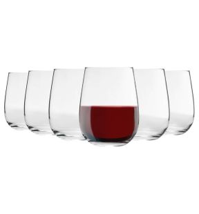 LAV - Set of 6 Gaia Stemless Wine Glasses, 475mL Capacity, Dishwasher Safe