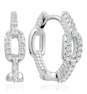 3A CUBIC ZIRCONIA CHAIN LINK LOOP EARRINGS