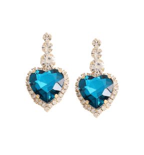 SOHI Women's Blue Heart Drop Earrings