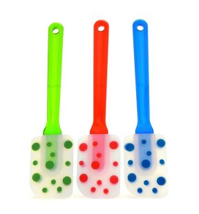 Starfrit - Set of 3 Silicone Spatulas, Withstands Intense Heat, Polka Dot Pattern